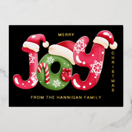 緑 赤 喜び 文字 イラスト 写真 クリスマス 箔シーズンカード