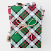 緑、赤、白のトレドの格子模様数々の ラッピングペーパーシート (インサイチュ)