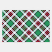緑、赤、白のトレドの格子模様数々の ラッピングペーパーシート (正面)