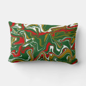 緑、赤、白、金ゴールドクリスマス大理石 ランバークッション (裏面)