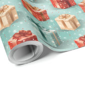 緑、赤、金ゴールドのギフトボックスを作成 ラッピングペーパー (ロールコーナー)