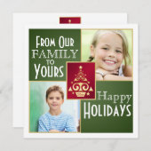 緑、赤、金ゴールドクリスマスツリーのクリスマスカード シーズンカード (正面/裏面)