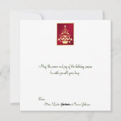 緑、赤、金ゴールドクリスマスツリーのクリスマスカード シーズンカード (裏面)