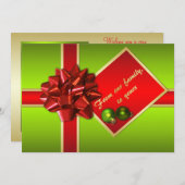 緑、赤、金ゴールドクリスマスフォトカード シーズンカード (正面/裏面)
