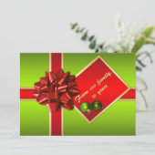 緑、赤、金ゴールドクリスマスフォトカード シーズンカード (スタンド正面)