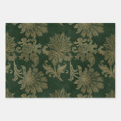 緑、赤、金ゴールドフェイクフローラ ラッピングペーパーシート (正面2)