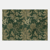 緑、赤、金ゴールドフェイクフローラ ラッピングペーパーシート (正面3)