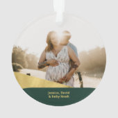 緑、赤、金ゴールドモダン初めてのクリスマス オーナメント (裏面)