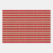 緑、赤、金ゴールド、白のヴィンテージ包装紙 ラッピングペーパーシート (正面3)