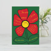 緑、赤、金 60歳の誕生日 シンプル ドゥードル 花 招待状 (スタンド正面)