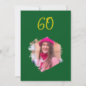 緑、赤、金 60歳の誕生日 シンプル ドゥードル 花 招待状 (裏面)