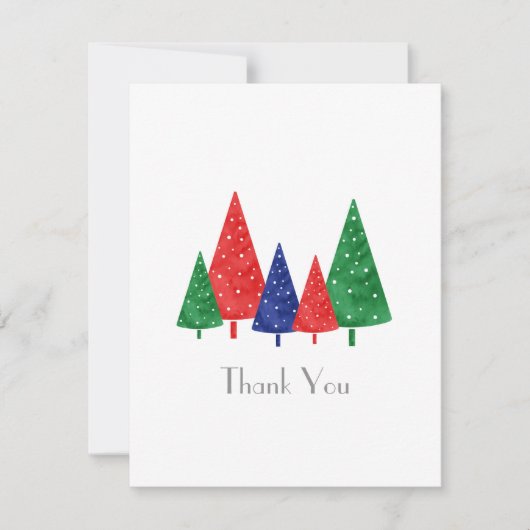 緑、赤、青の水の色の木のサンキューカード サンキューカード (正面)