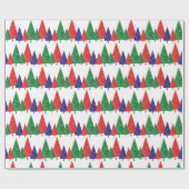 緑、赤、青の水色の木 ラッピングペーパー (フラット)