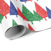 緑、赤、青の水色の木 ラッピングペーパー (ロールコーナー)