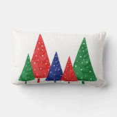 緑、赤、青の水色の木 ランバークッション (裏面)