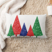 緑、赤、青の水色の木 ランバークッション (ブランケット)