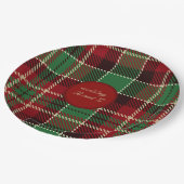 緑 赤 黒 スコットランド ケルト タルタン 結婚式 ペーパープレート (アングル)