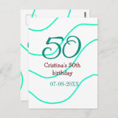 緑 赤 50歳の誕生日 記念日 名前 日付を追加 ポストカード (正面/裏面)