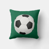 緑、金ゴールドの女の子のサッカー年長夜ギフトのアイディア クッション (裏面)