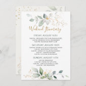 緑、金ゴールドの葉のバチェロレッテ週末の日程 (正面/裏面)