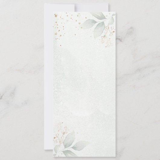 緑、金ゴールドの葉のバチェロレッテ週末の日程 招待状 (裏面)