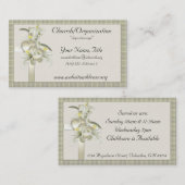 緑(金ゴールドクロス付き)/ハート/フラワー名刺 名刺 (正面/裏面)