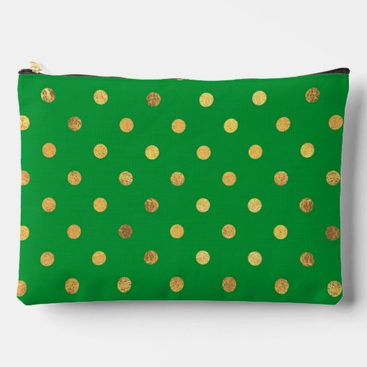 緑(金ゴールドグリッター点) アクセサリーポーチ (正面)