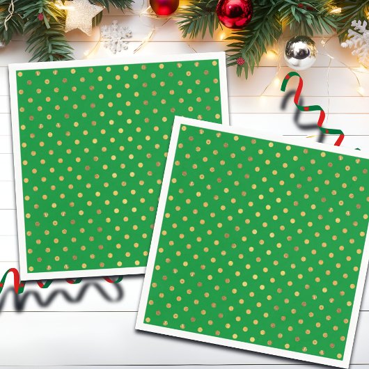 緑(金ゴールドグリッター点) スタンダードカクテルナプキン