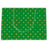 緑(金ゴールドグリッター点) ラージペーパーバッグ (正面)