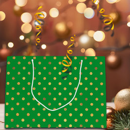 緑(金ゴールドグリッター点) ラージペーパーバッグ
