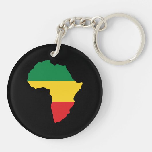 緑、金ゴールド及びアフリカの赤い旗 キーホルダー (裏面)