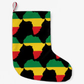 緑、金ゴールド及びアフリカの赤い旗 スモールクリスマスストッキング (正面)
