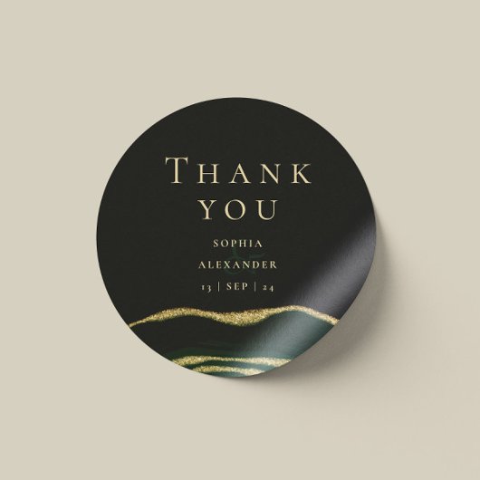 緑、金ゴールド、グリッターの宝石 ラウンドシール