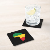 緑・金ゴールド・赤アフリカ国旗 スクエアペーパーコースター (インサイチュ)