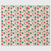 緑、金ゴールド、赤ボホモダンスカンジクリスマス ラッピングペーパー (フラット)