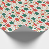 緑、金ゴールド、赤ボホモダンスカンジクリスマス ラッピングペーパー (角)