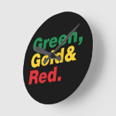 緑、金ゴールド、赤。 ラウンド壁時計 (傾斜)