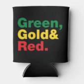 緑、金ゴールド、赤。 缶クーラー (正面)