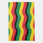 緑、金ゴールド(黄色い)および赤い色の旗 キッチンタオル (縦)