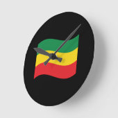 緑、金ゴールド(黄色い)および赤い色の旗 ラウンド壁時計 (傾斜)