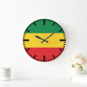 緑、金ゴールド(黄色い)および赤い色の旗 ラージ壁時計 (ホーム)
