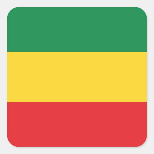 緑、金ゴールド(黄色)および赤の色フラグ スクエアシール (正面)