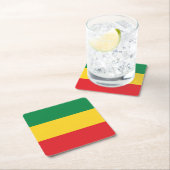 緑、金ゴールド（黄色）および赤の色フラグ スクエアペーパーコースター (インサイチュ)