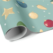 緑、金色、赤、青のクリスマスボール ラッピングペーパー (ロールコーナー)