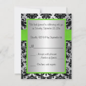 緑、銀、黒いダマスク織の菓子16 RSVPカード (裏面)