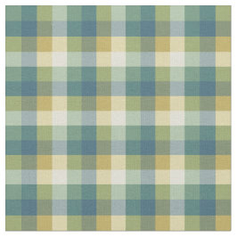 緑、青および黄色のチェック模様の格子縞 ファブリック