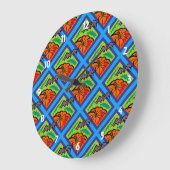 緑/青のこうもりのかぼちゃとかぼちゃ ラージ壁時計 (傾斜)