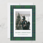 緑&青の格子模様1写真クリスマスカード シーズンカード (正面)
