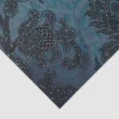 緑/青デコパージュに輝く孔飾りの花 薄葉紙 (詳細)