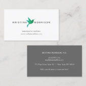 緑/青ハミングバードのロゴ 名刺 (正面/裏面)